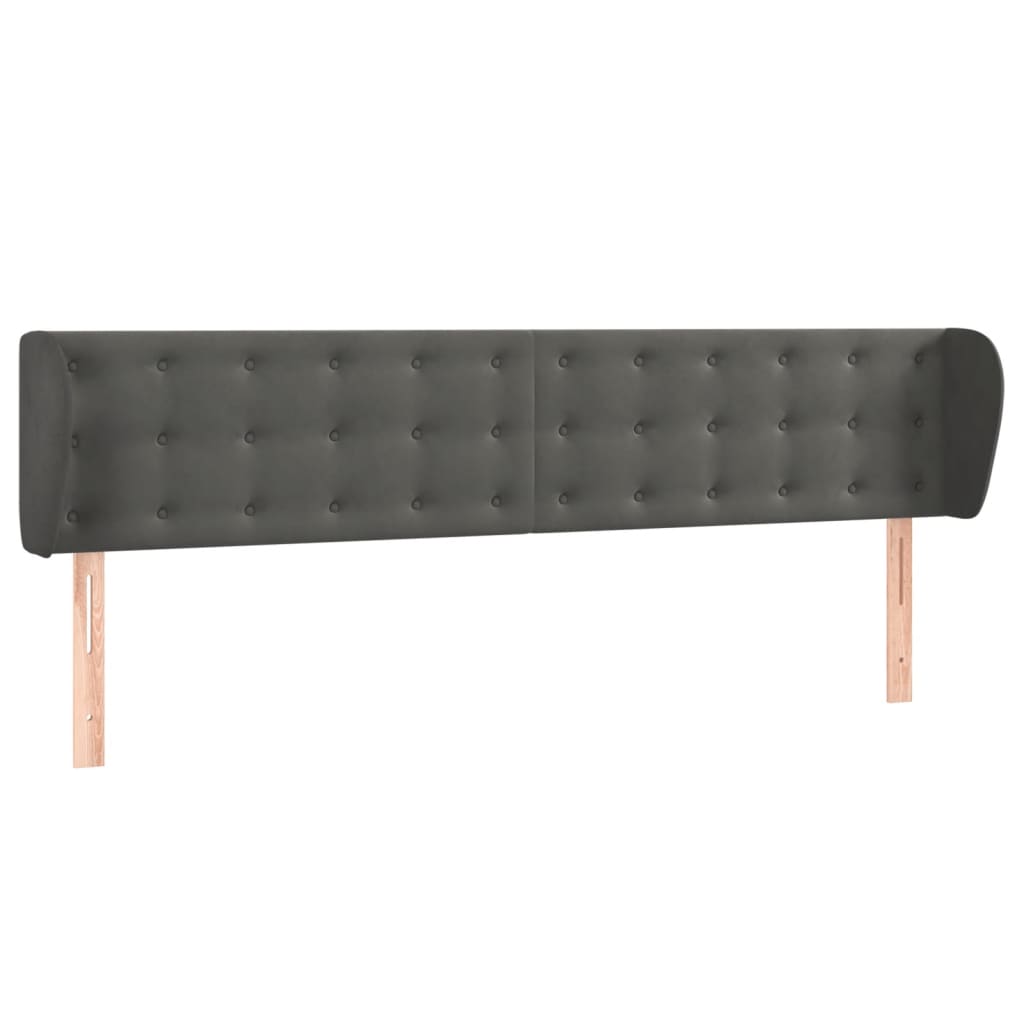 Uzglavlje s ušima tamnosivo 203x23x78/88 cm baršunasto