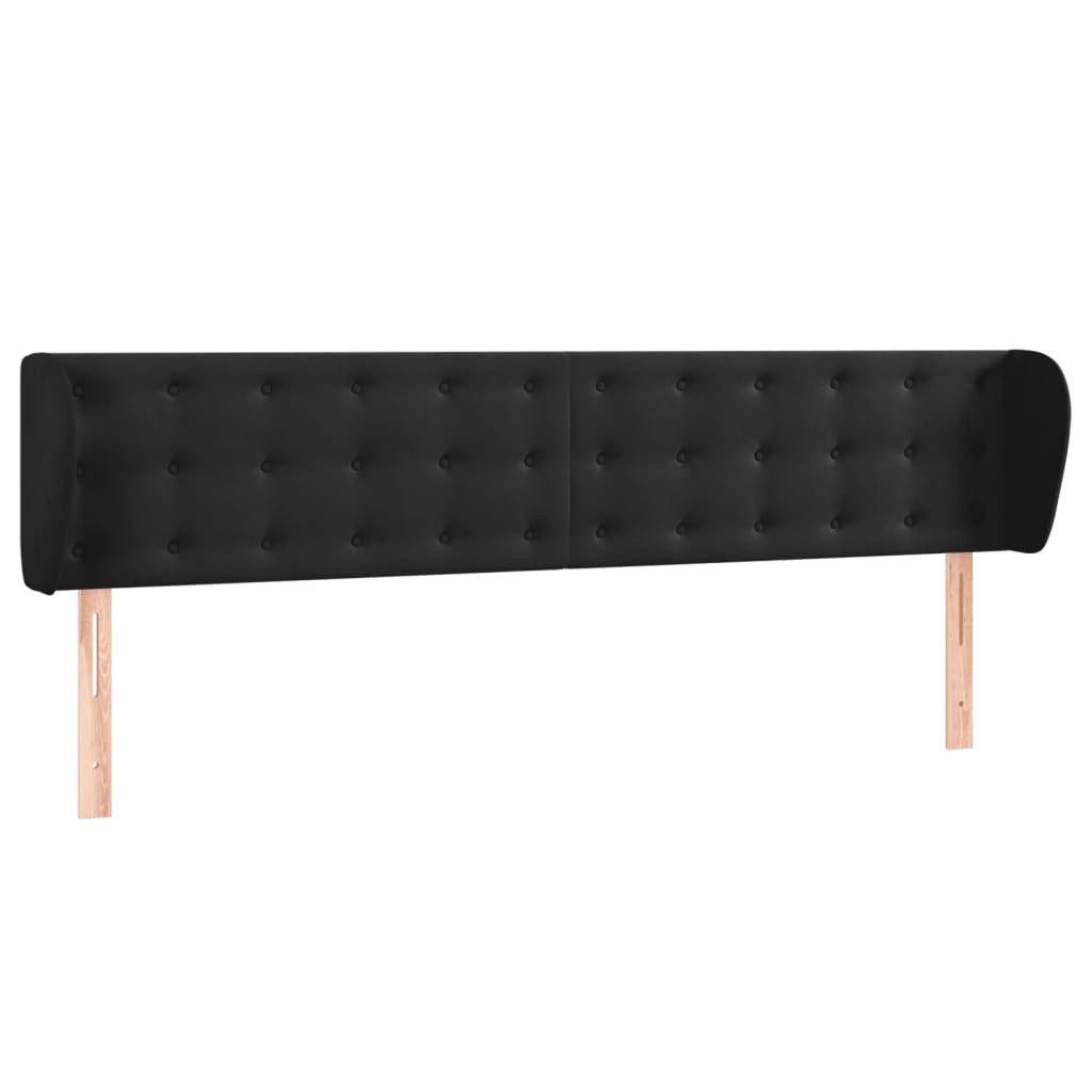 Uzglavlje s ušima crno 203x23x78/88 cm baršunasto