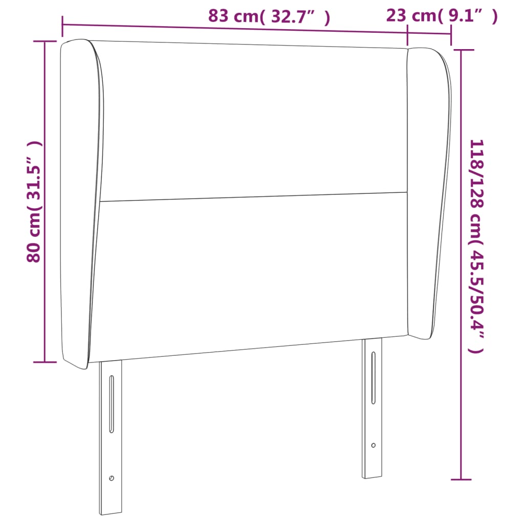 Uzglavlje s ušima plavo 83 x 23 x 118/128 cm od tkanine
