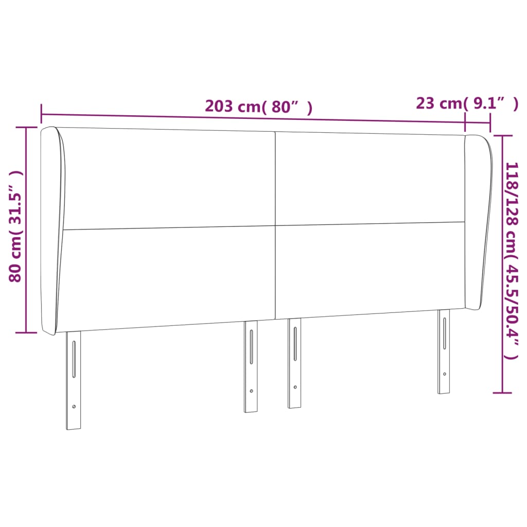 Uzglavlje s ušima plavo 203x23x118/128 cm od tkanine