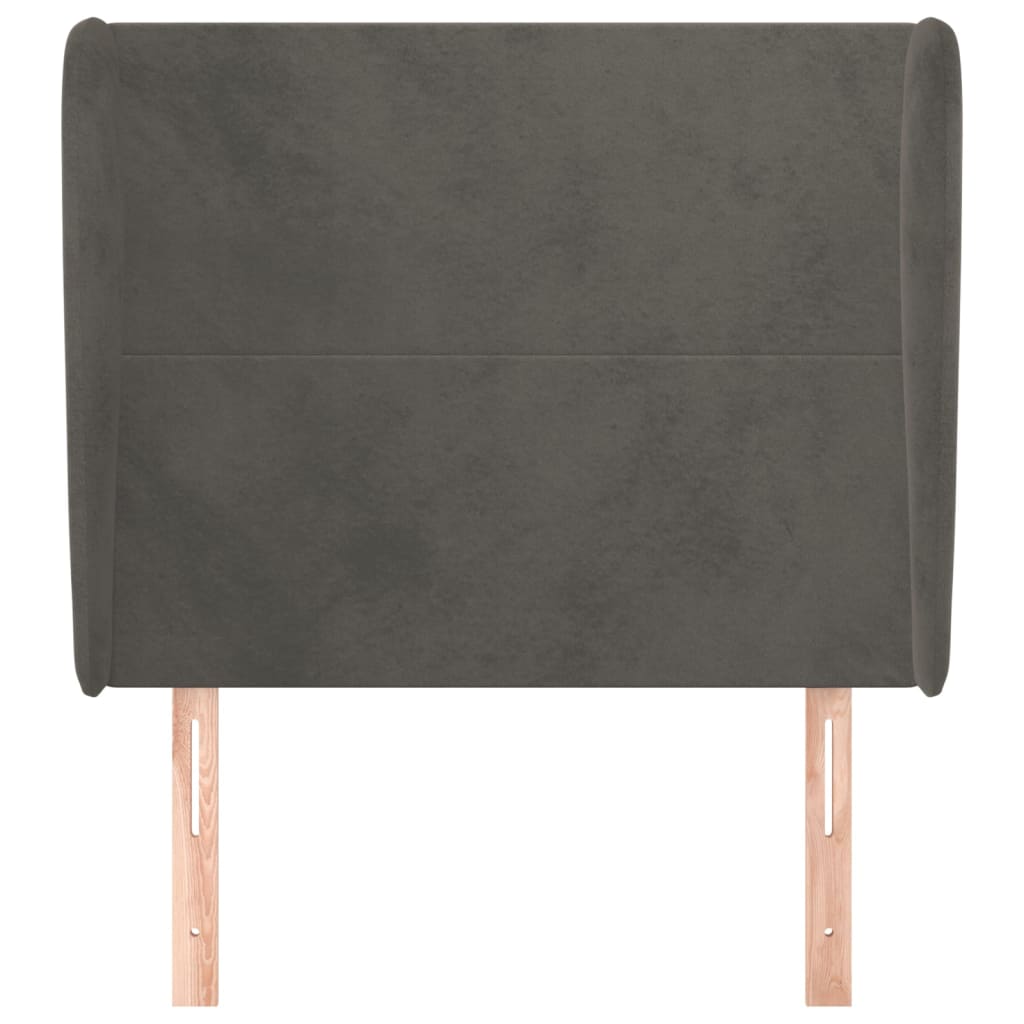 Uzglavlje s ušima tamnosivo 93x23x118/128 cm baršunasto