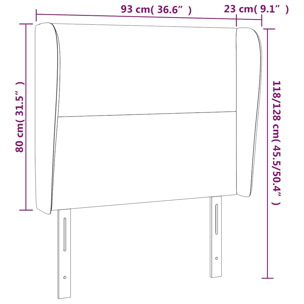 Uzglavlje s ušima tamnoplavo 93x23x118/128 cm baršunasto
