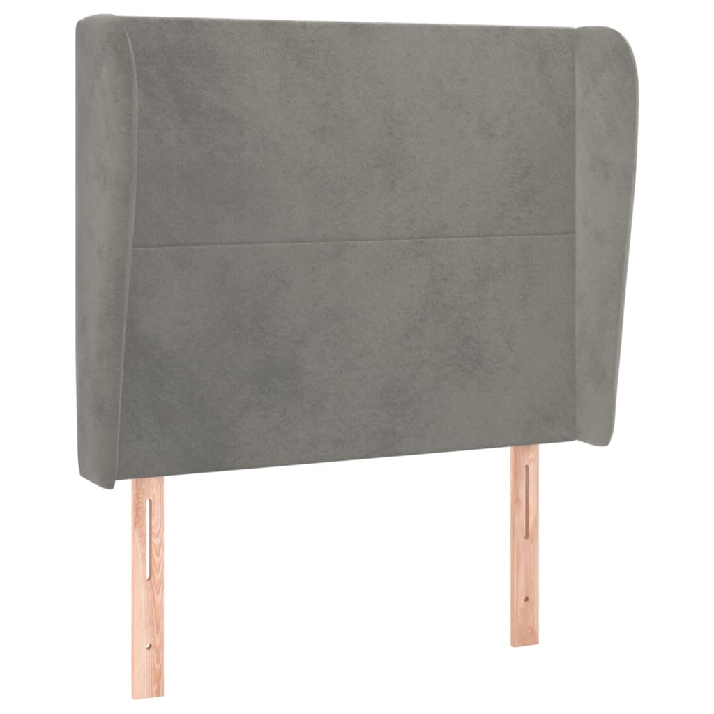Uzglavlje s ušima svjetlosivo 103x23x118/128 cm baršunasto