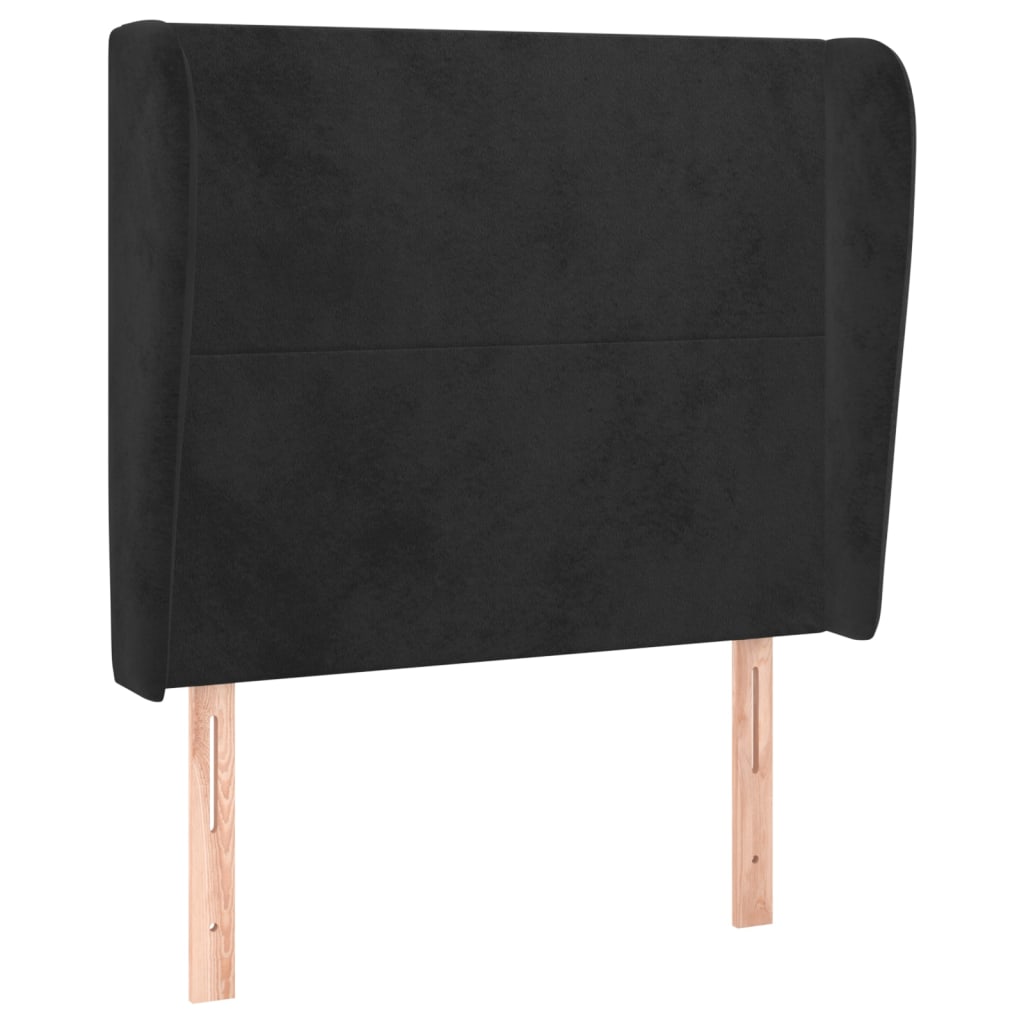 Uzglavlje s ušima crno 103x23x118/128 cm baršunasto