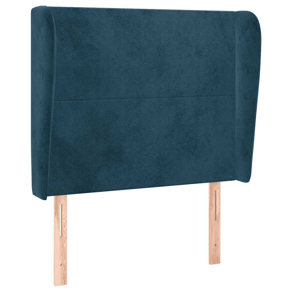 Uzglavlje s ušima tamnoplavo 103x23x118/128 cm baršunasto