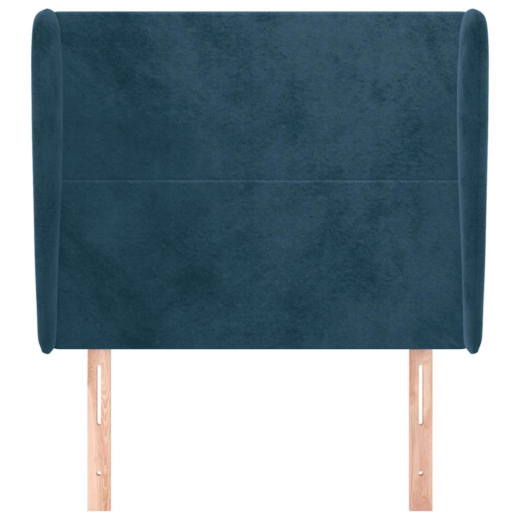 Uzglavlje s ušima tamnoplavo 103x23x118/128 cm baršunasto