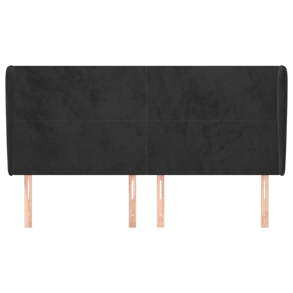 Uzglavlje s ušima crno 163x23x118/128 cm baršunasto