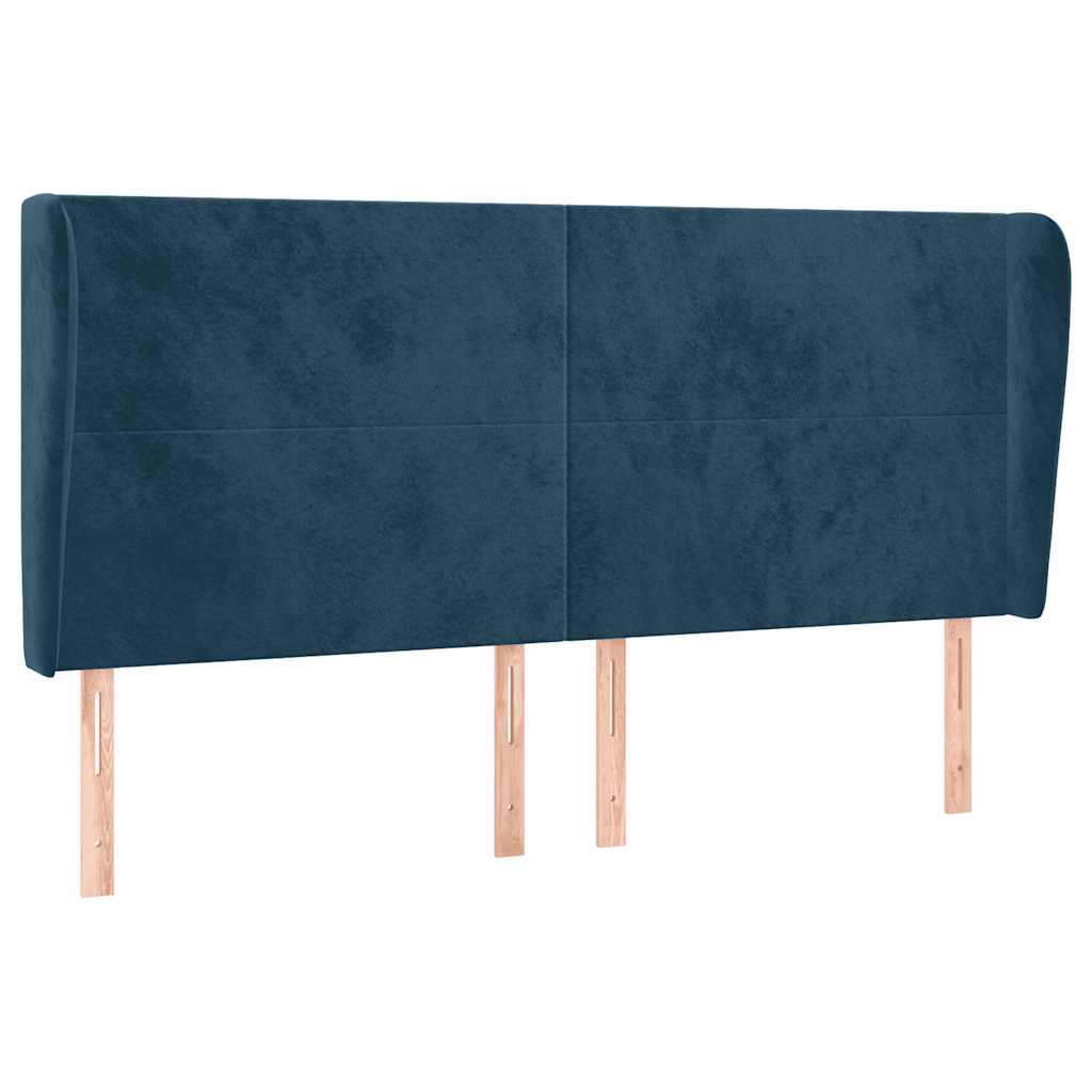 Uzglavlje s ušima tamnoplavo 163x23x118/128 cm baršunasto