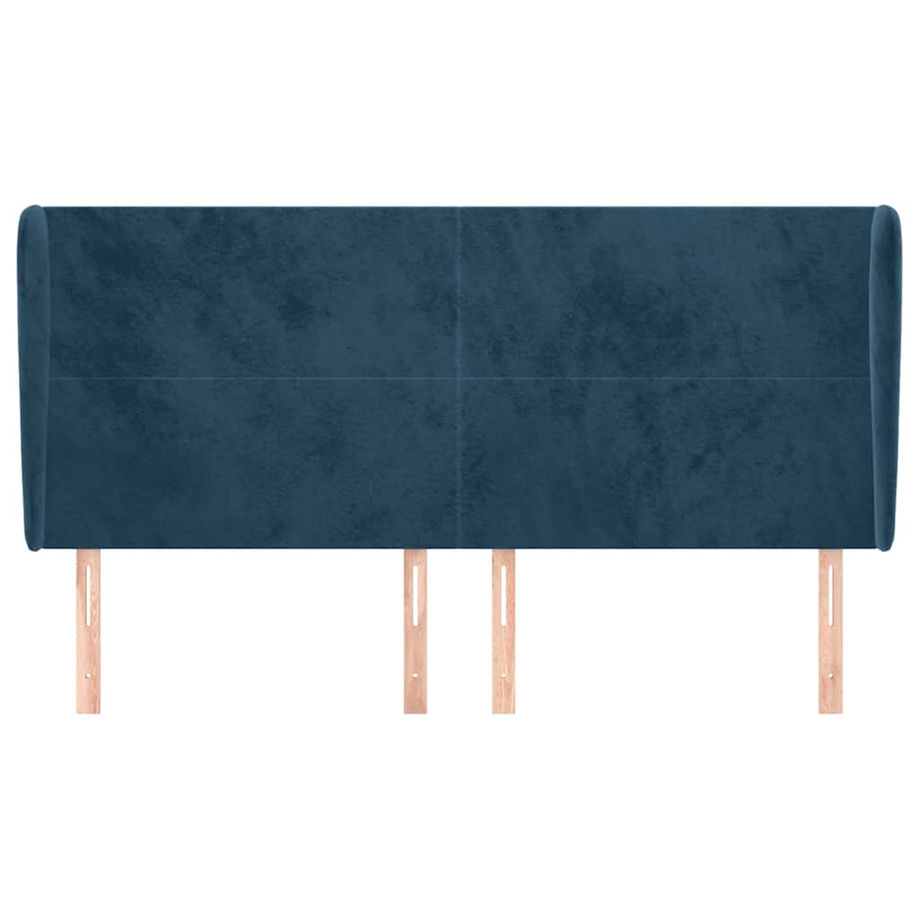 Uzglavlje s ušima tamnoplavo 183x23x118/128 cm baršunasto