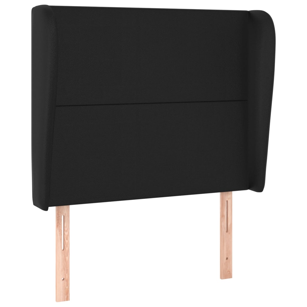 Uzglavlje s ušima crno 93x23x118/128 cm od umjetne kože