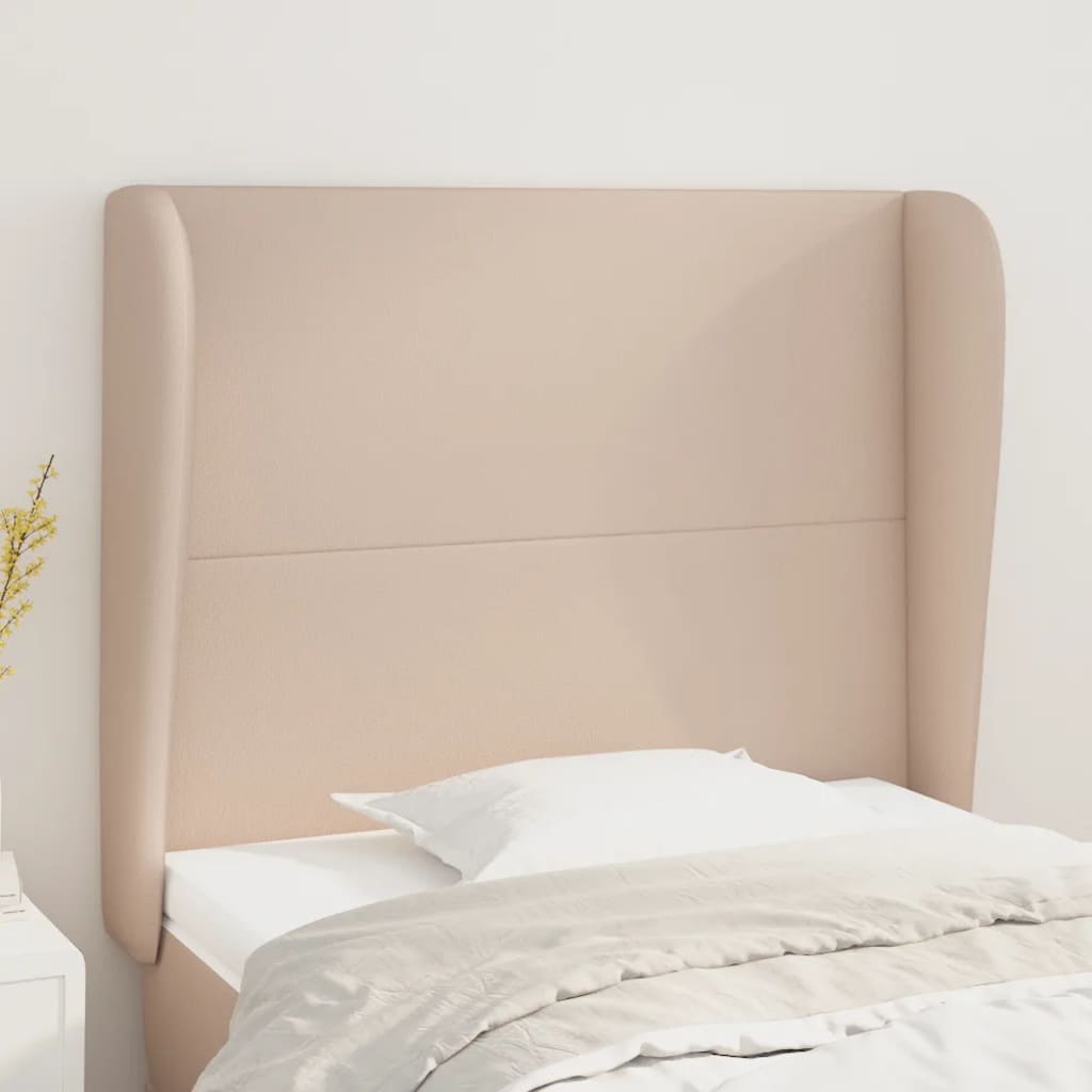 Uzglavlje s ušima boja cappuccina 103x23x118/128cm umjetna koža