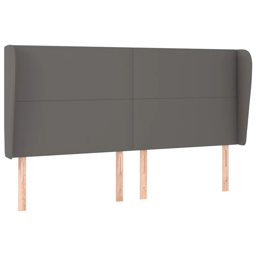 Uzglavlje s ušima sivo 183x23x118/128 cm od umjetne kože