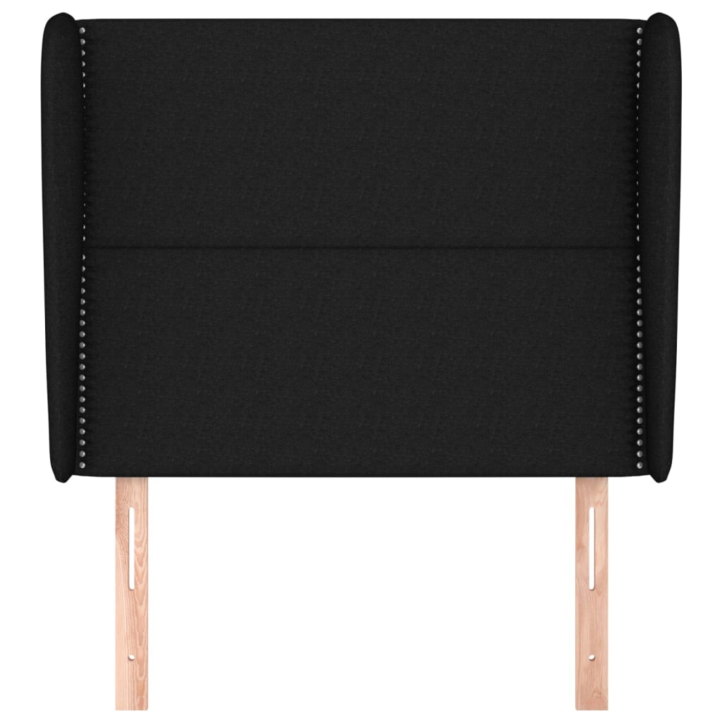 Uzglavlje s ušima crno 83 x 23 x 118/128 cm od tkanine
