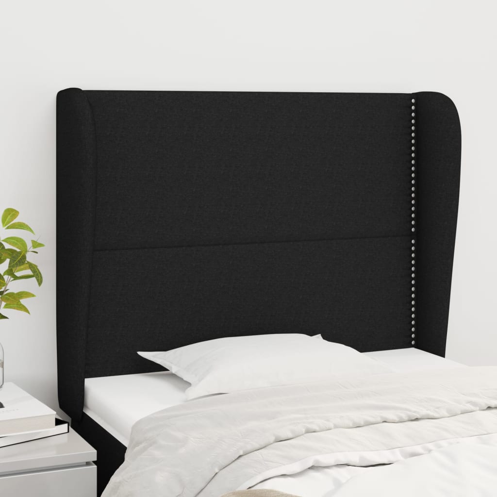 Uzglavlje s ušima crno 83 x 23 x 118/128 cm od tkanine