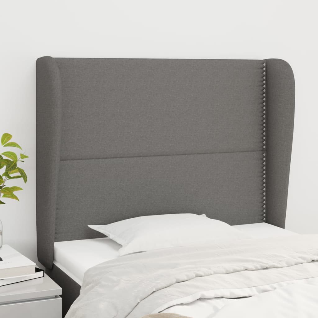 Uzglavlje s ušima tamnosivo 93x23x118/128 cm od tkanine