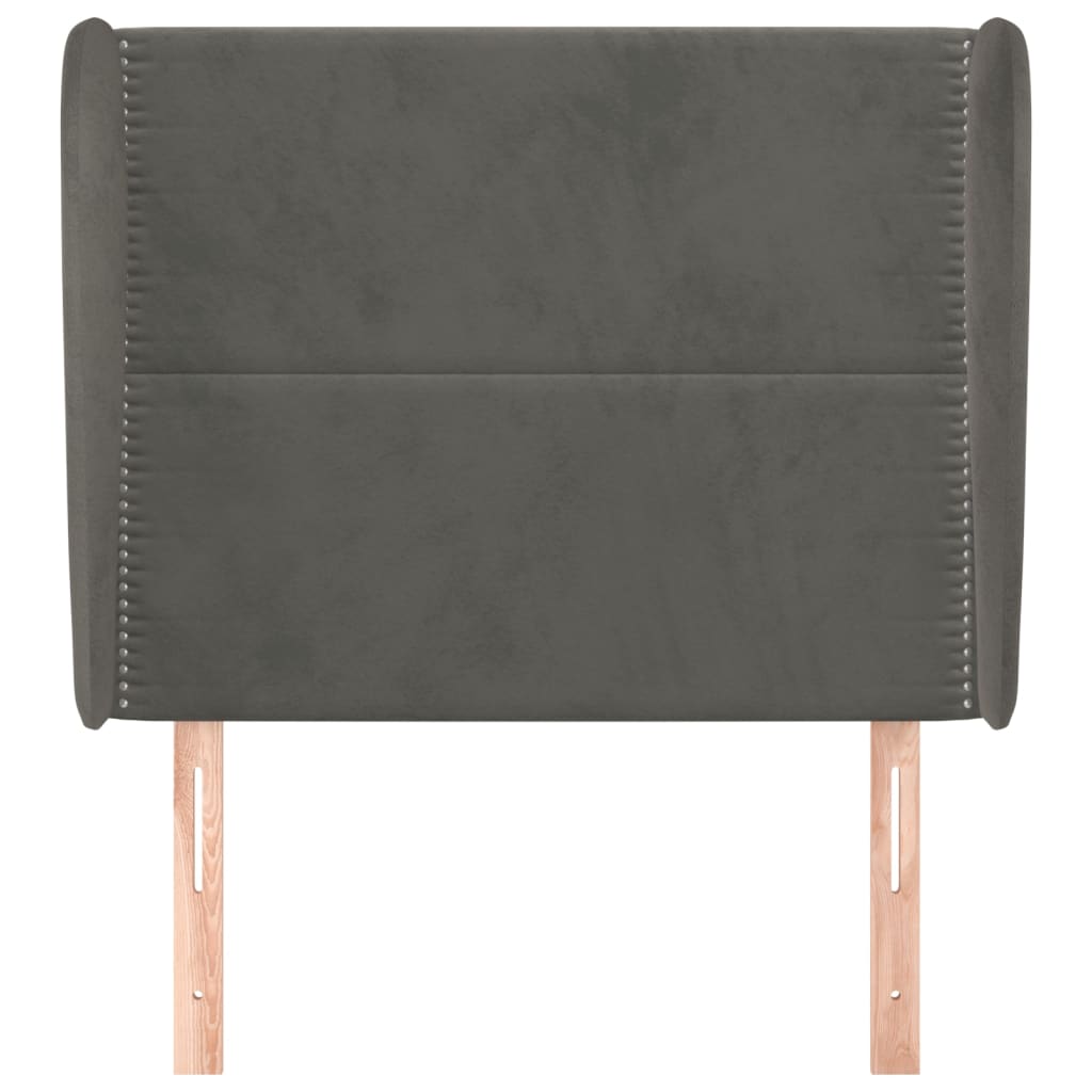 Uzglavlje s ušima tamnosivo 83 x 23 x 118/128 cm baršunasto