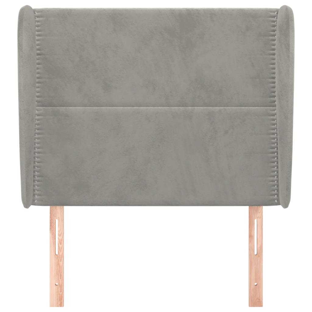 Uzglavlje s ušima svjetlosivo 103x23x118/128 cm baršunasto