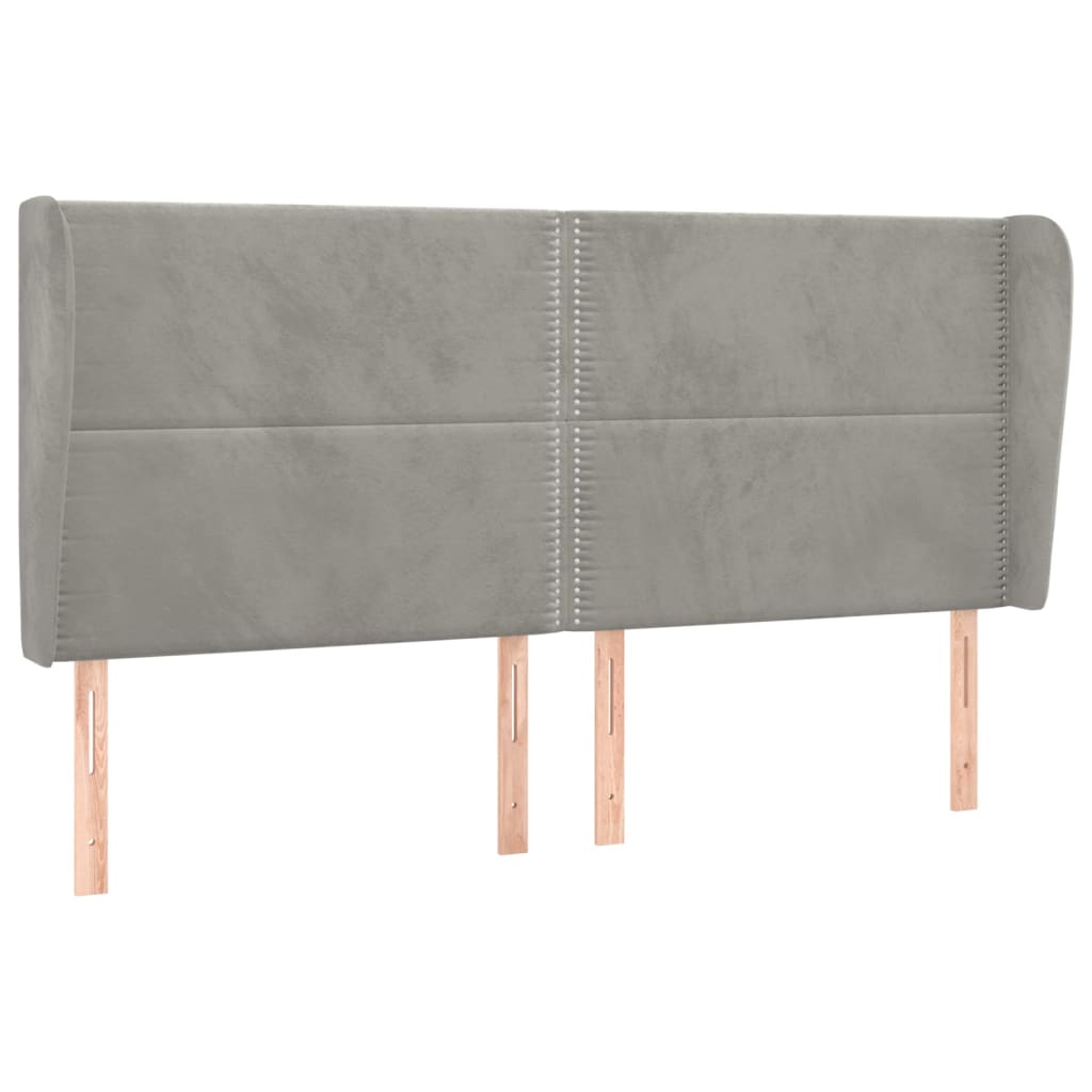 Uzglavlje s ušima svjetlosivo 203x23x118/128 cm baršunasto