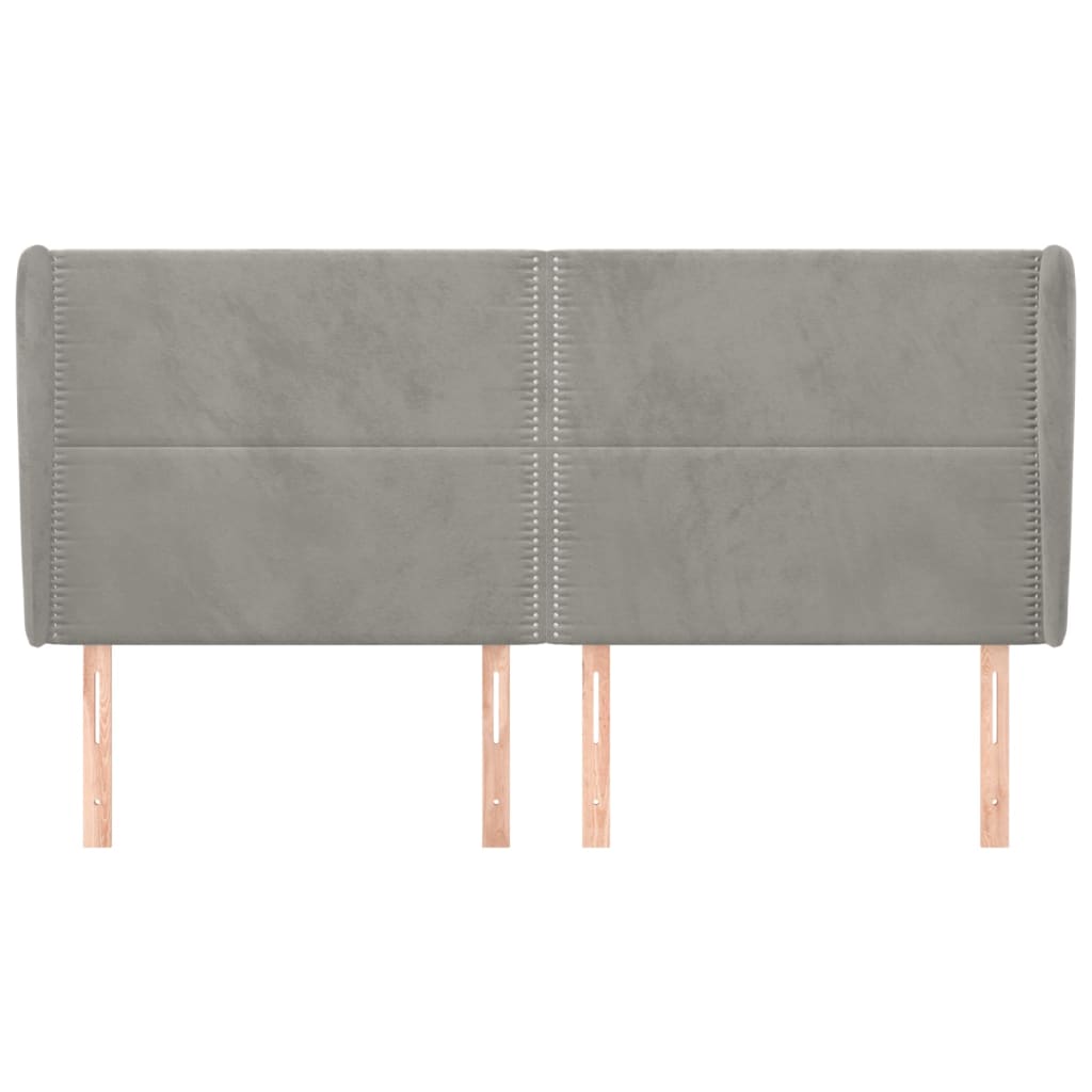 Uzglavlje s ušima svjetlosivo 203x23x118/128 cm baršunasto