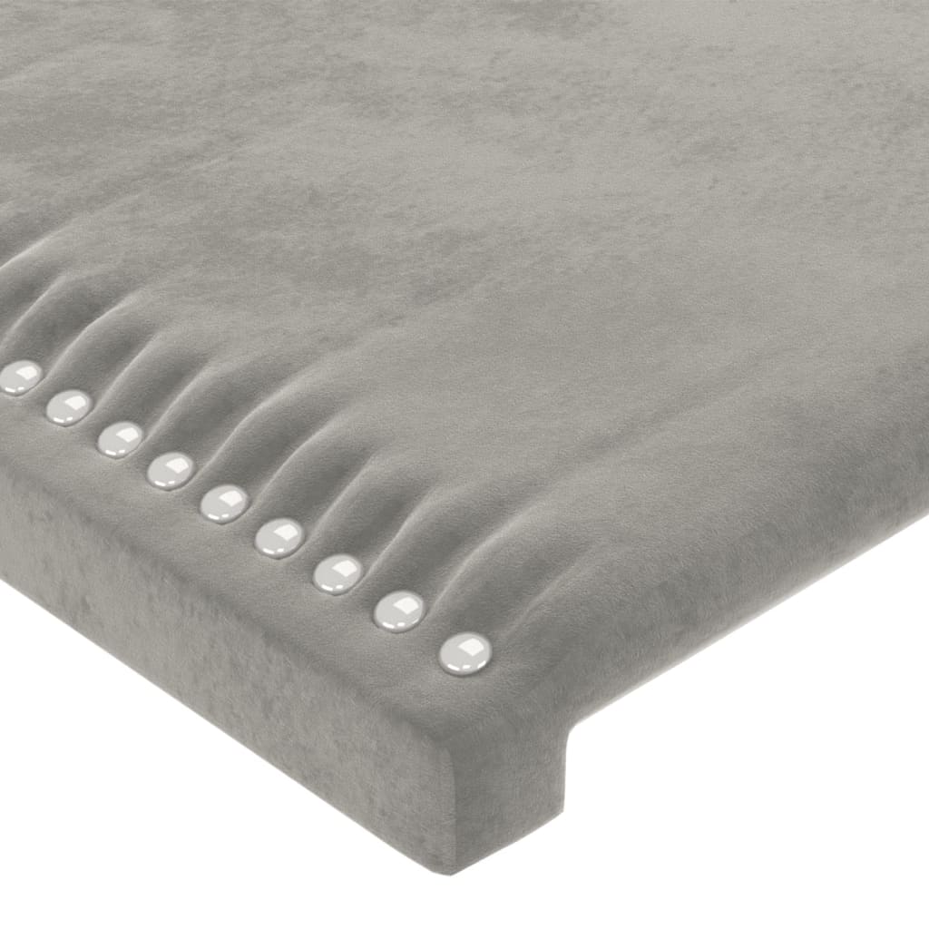 Uzglavlje s ušima svjetlosivo 203x23x118/128 cm baršunasto