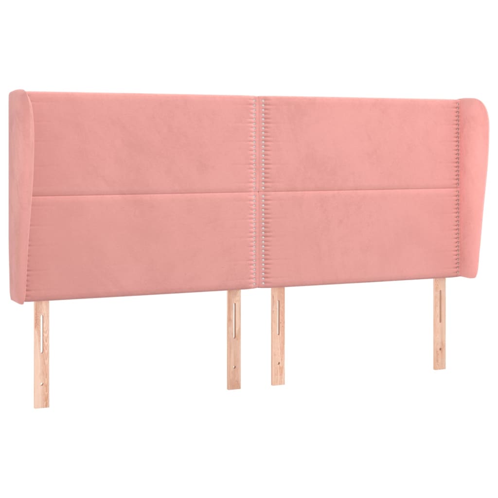 Uzglavlje s ušima ružičasto 203x23x118/128 cm baršunasto