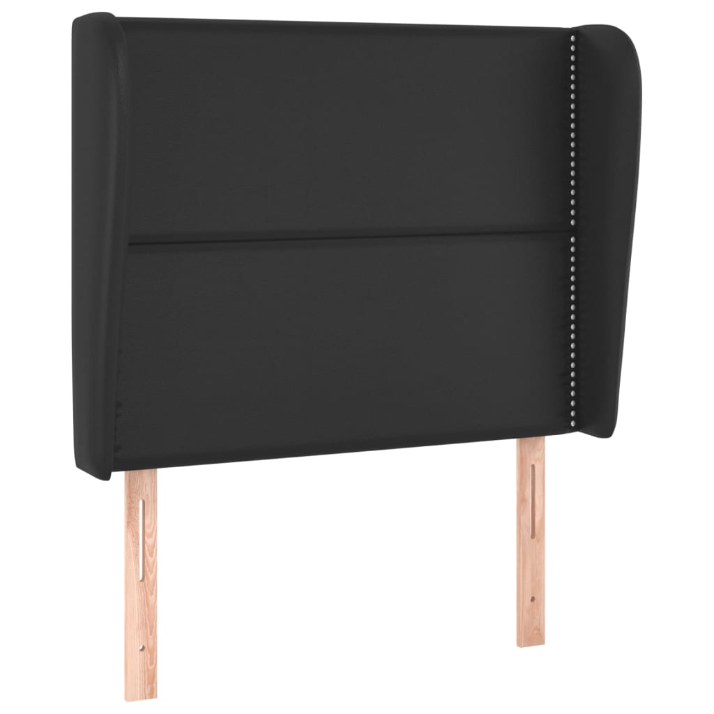 Uzglavlje s ušima crno 93x23x118/128 cm od umjetne kože
