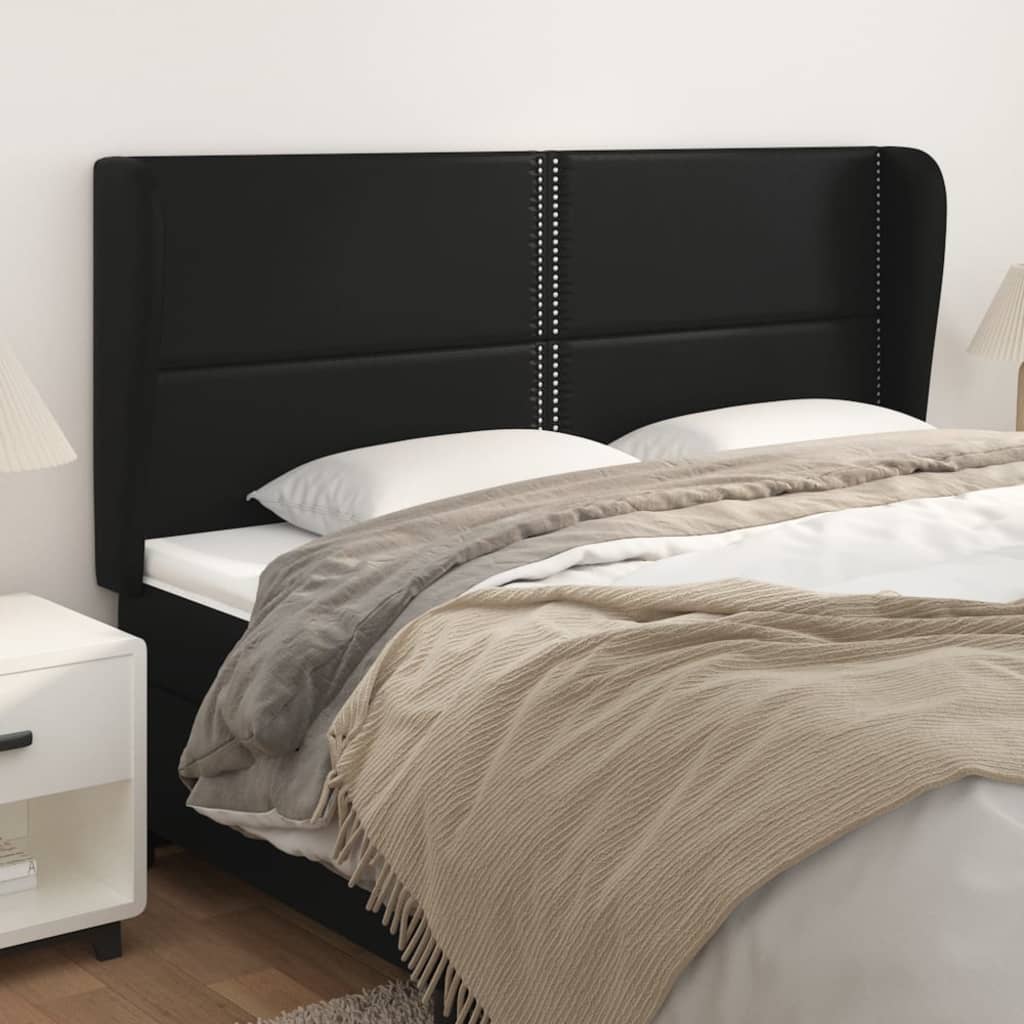 Uzglavlje s ušima crno 203x23x118/128 cm od umjetne kože