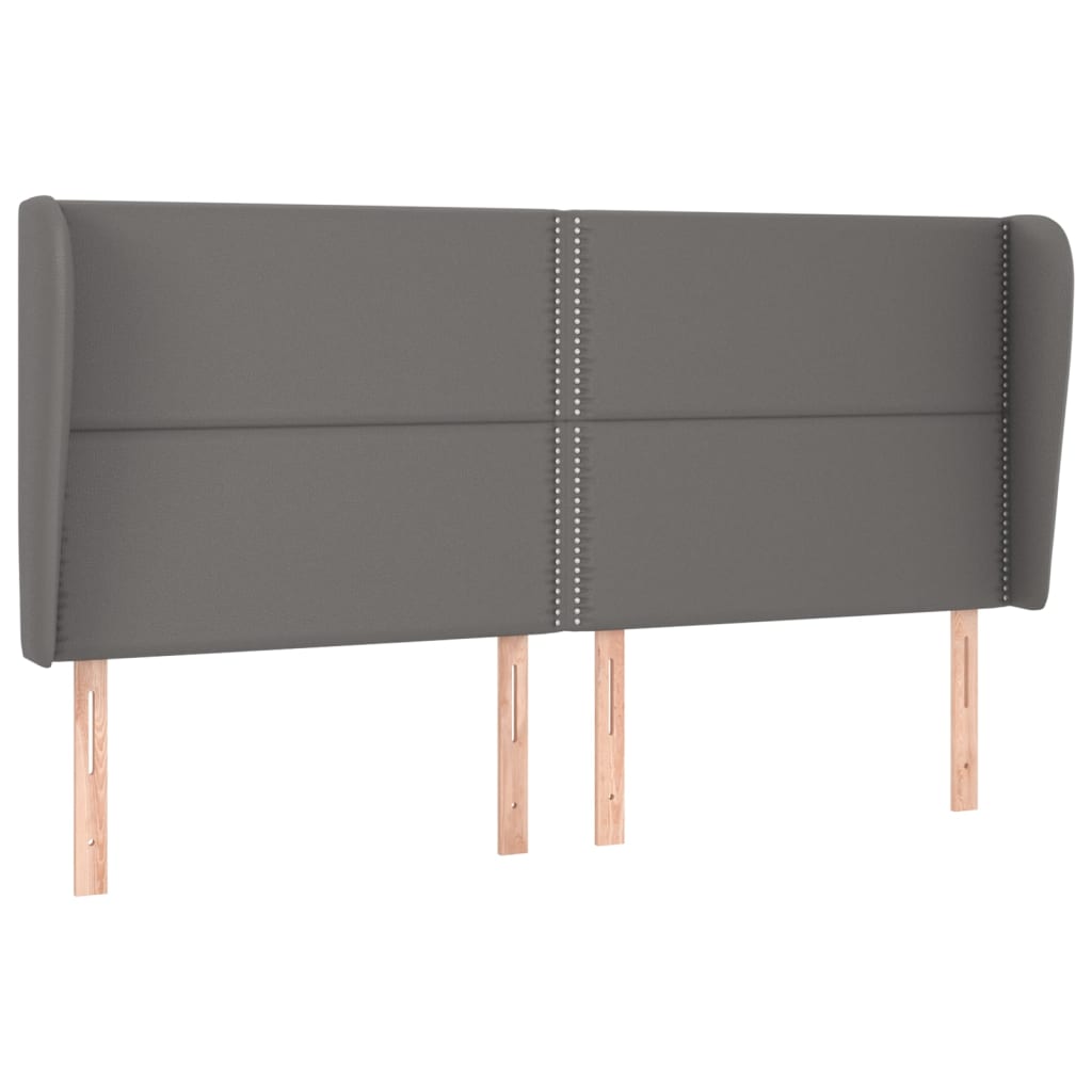 Uzglavlje s ušima sivo 203x23x118/128 cm od umjetne kože