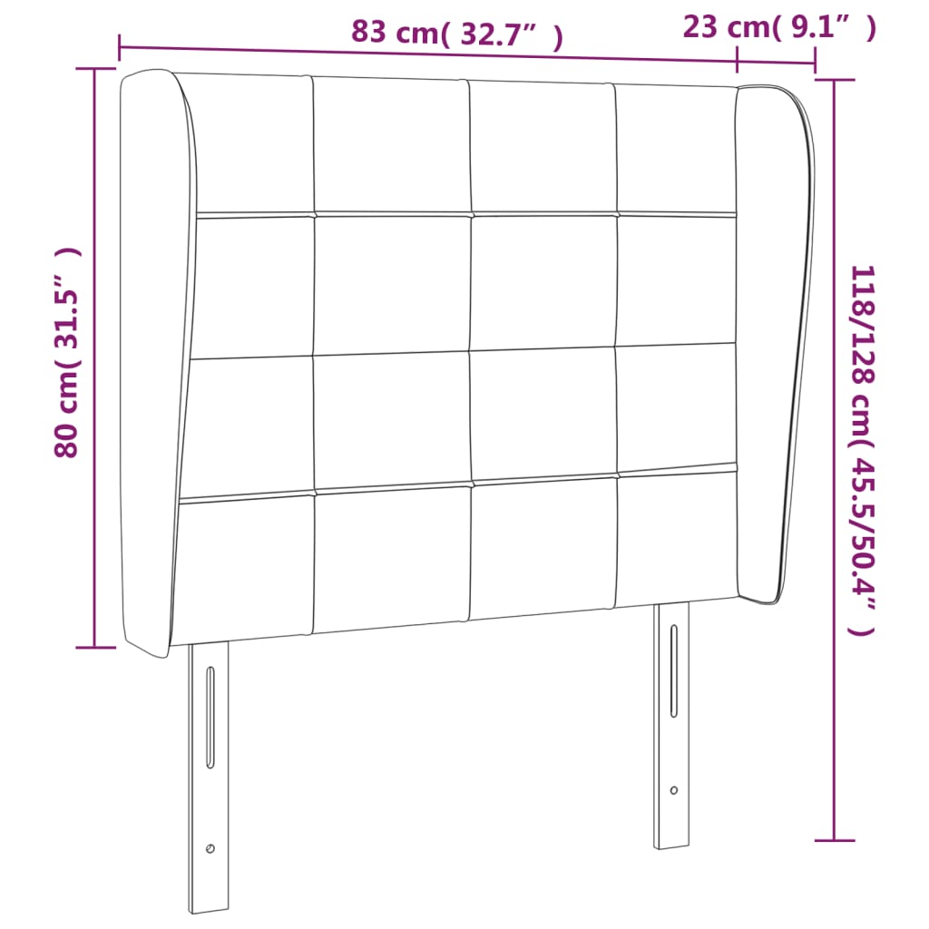 Uzglavlje s ušima krem 83 x 23 x 118/128 cm od tkanine