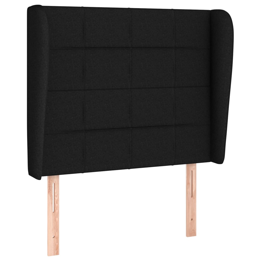 Uzglavlje s ušima crno 93x23x118/128 cm od tkanine