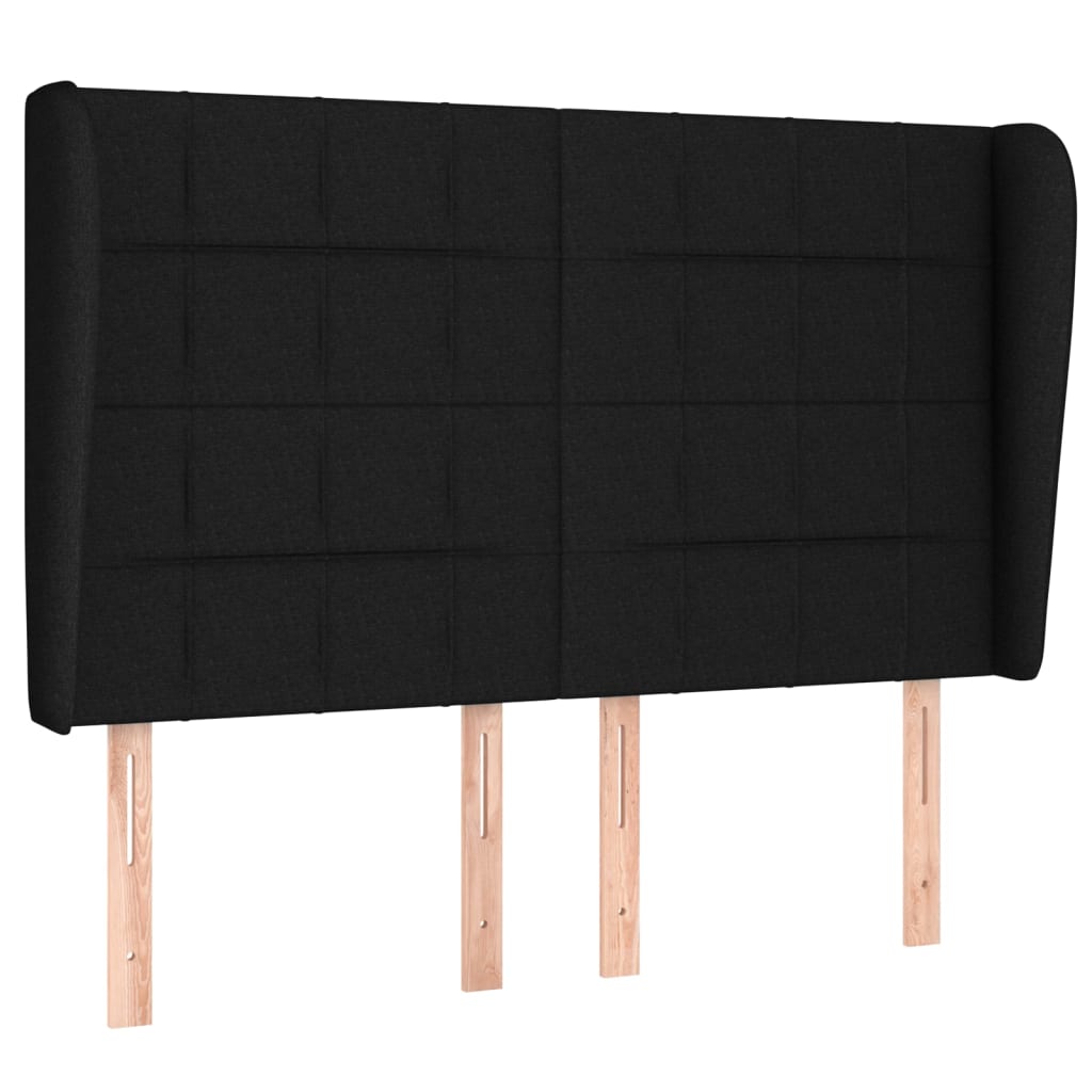 Uzglavlje s ušima crno 147x23x118/128 cm od tkanine