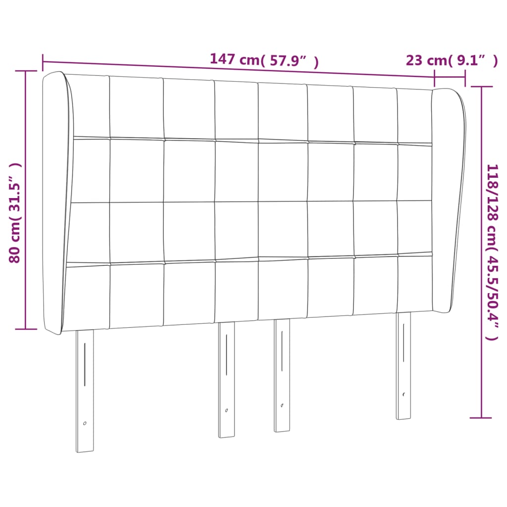 Uzglavlje s ušima plavo 147x23x118/128 cm od tkanine