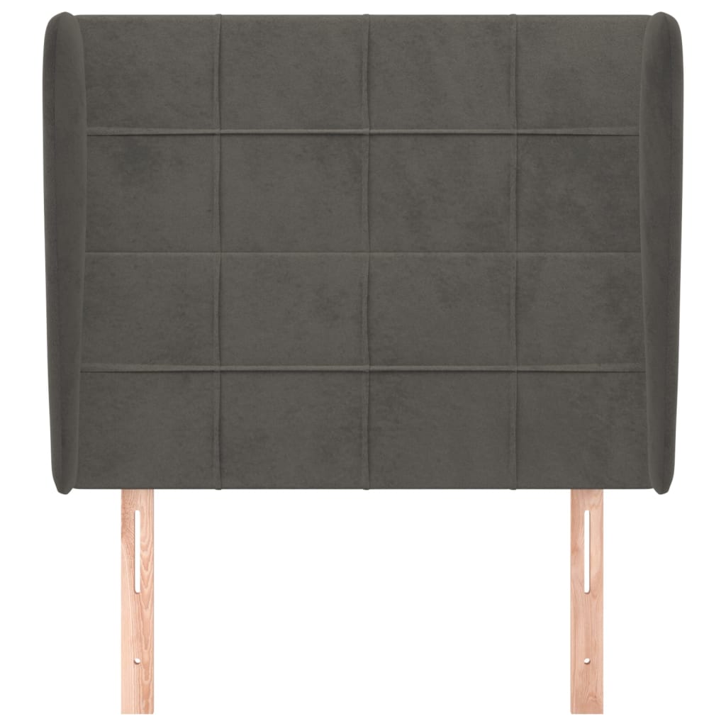 Uzglavlje s ušima tamnosivo 83 x 23 x 118/128 cm baršunasto