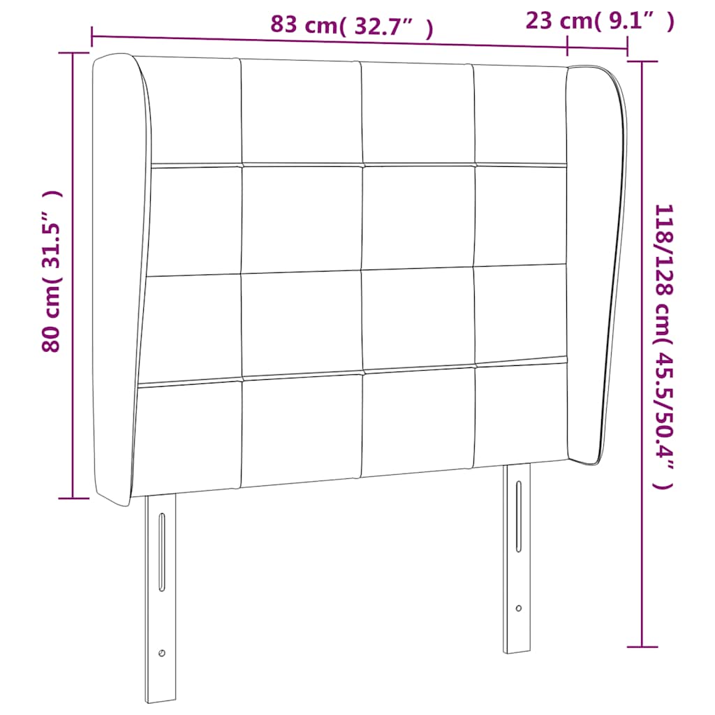 Uzglavlje s ušima tamnoplavo 83 x 23 x 118/128 cm baršunasto