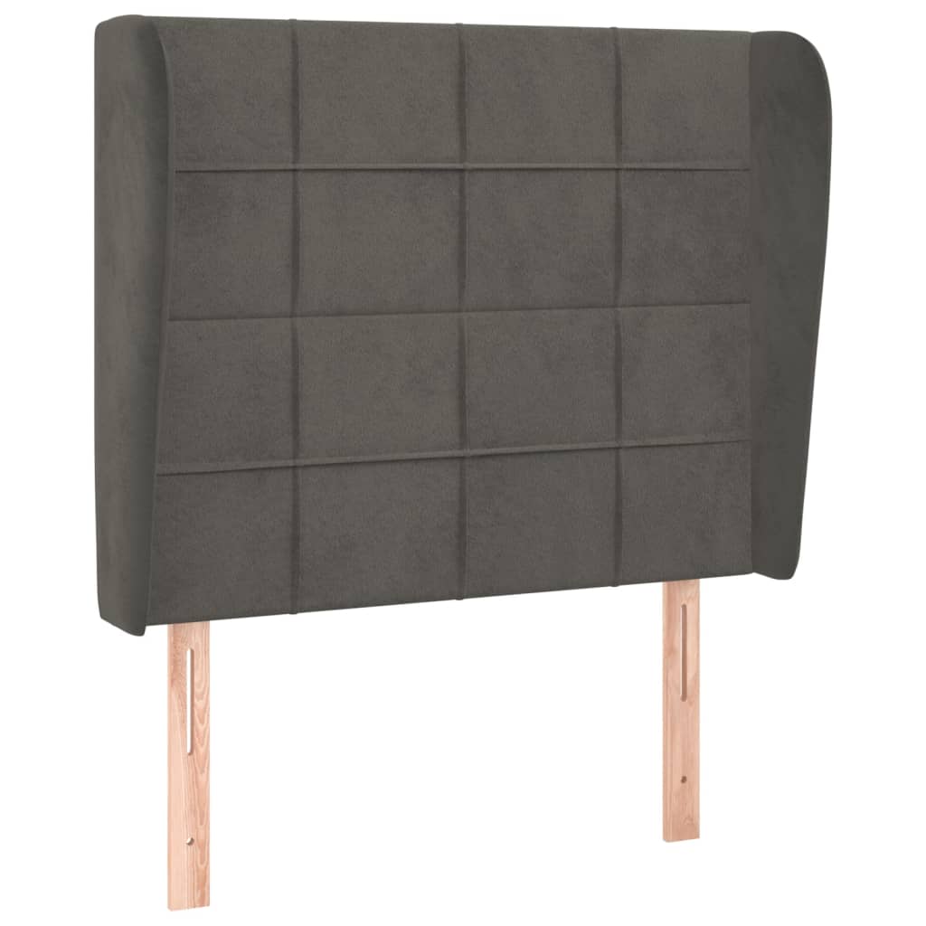Uzglavlje s ušima tamnosivo 93x23x118/128 cm baršunasto