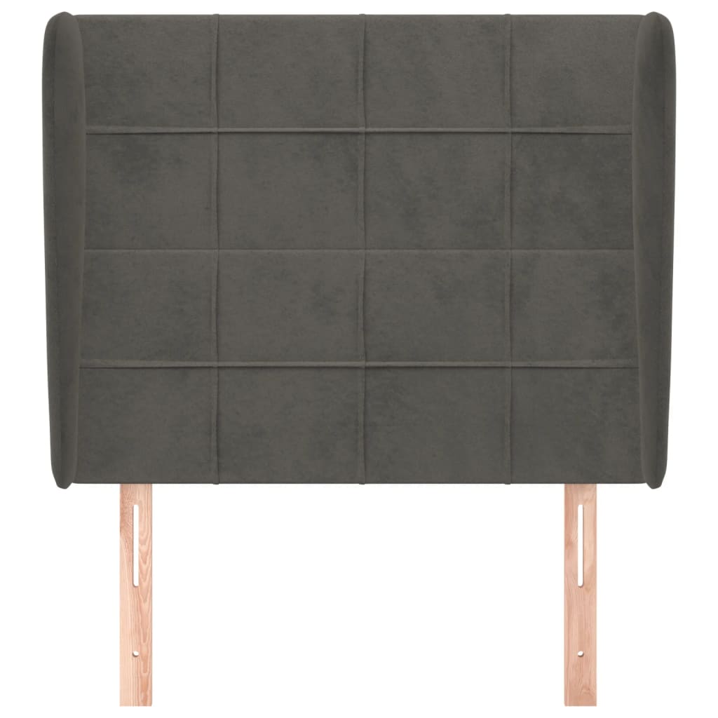 Uzglavlje s ušima tamnosivo 93x23x118/128 cm baršunasto