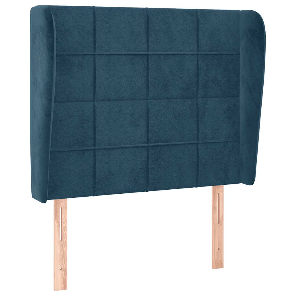 Uzglavlje s ušima tamnoplavo 93x23x118/128 cm baršunasto
