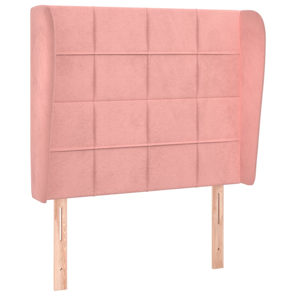 Uzglavlje s ušima ružičasto 93x23x118/128 cm baršunasto