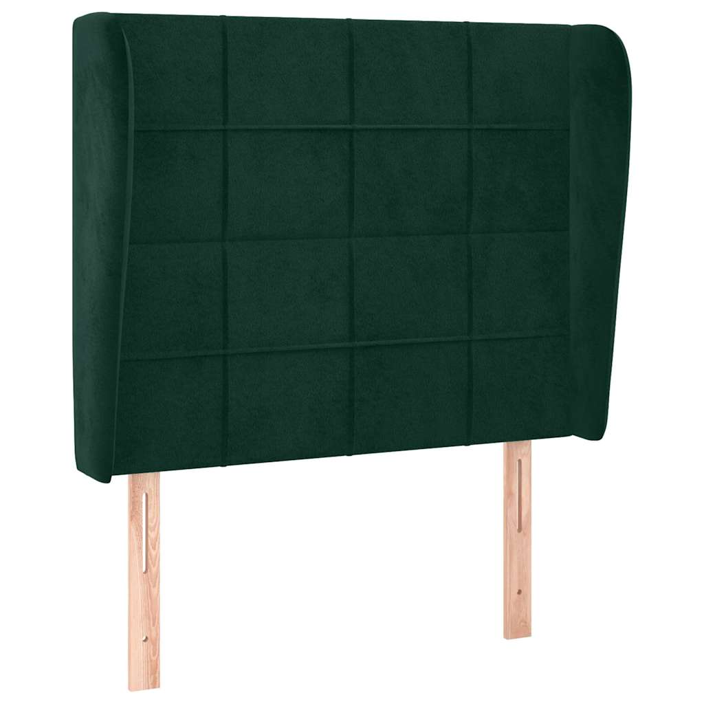 Uzglavlje s ušima tamnozeleno 103x23x118/128 cm baršunasto