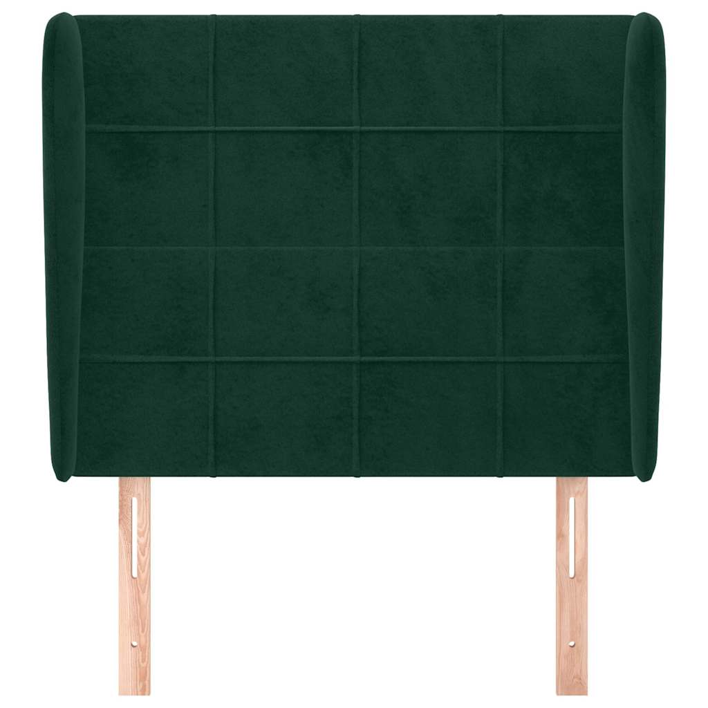 Uzglavlje s ušima tamnozeleno 103x23x118/128 cm baršunasto