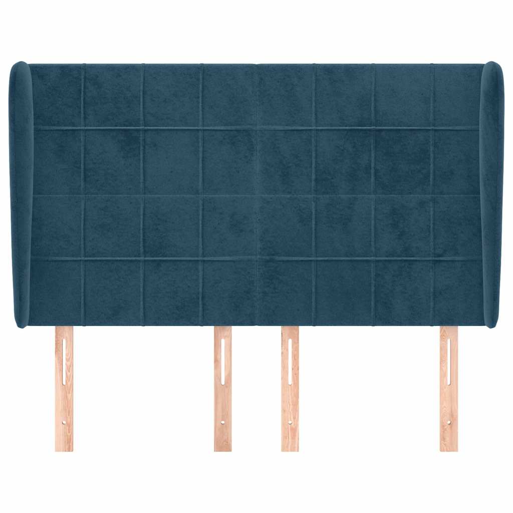 Uzglavlje s ušima tamnoplavo 147x23x118/128 cm baršunasto