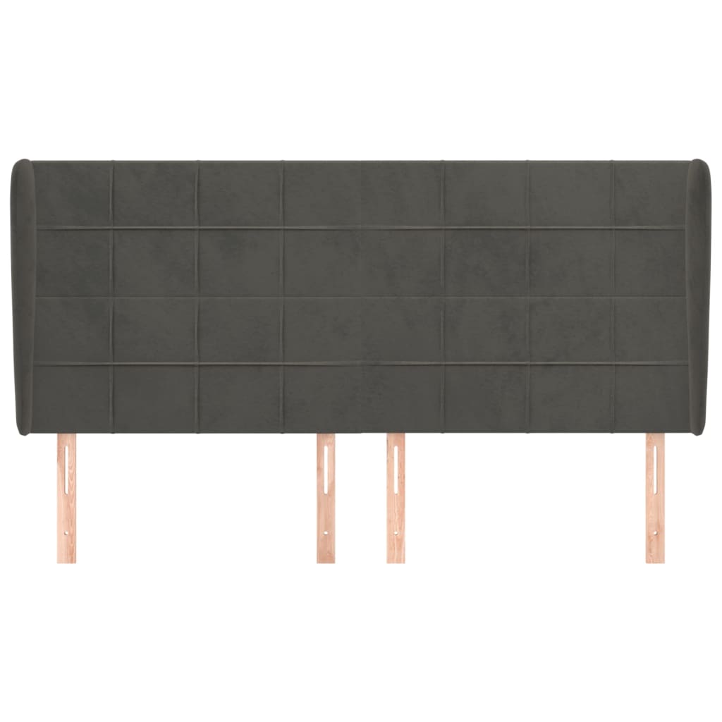 Uzglavlje s ušima tamnosivo 183x23x118/128 cm baršunasto