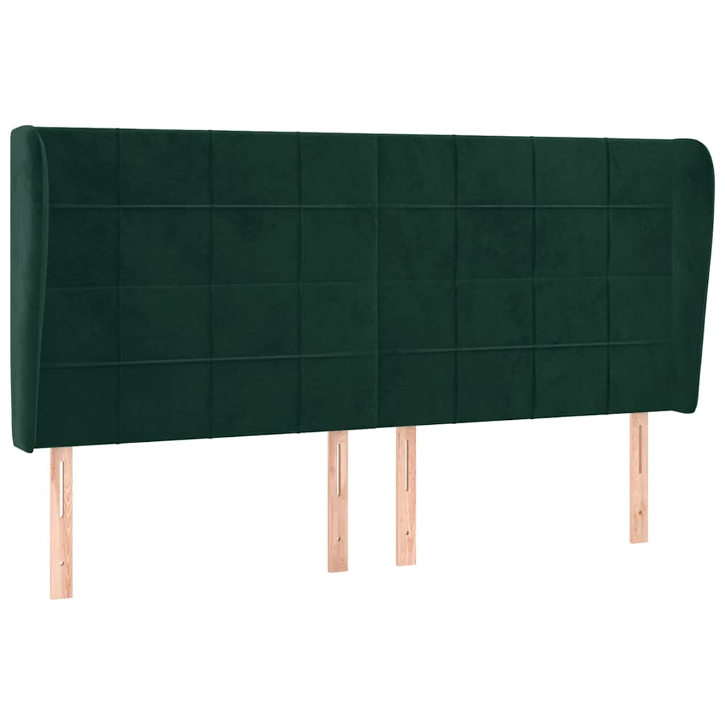 Uzglavlje s ušima tamnozeleno 183x23x118/128 cm baršunasto