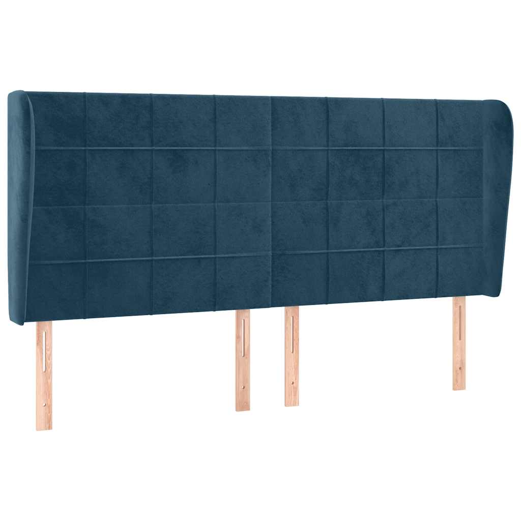 Uzglavlje s ušima tamnoplavo 183x23x118/128 cm baršunasto