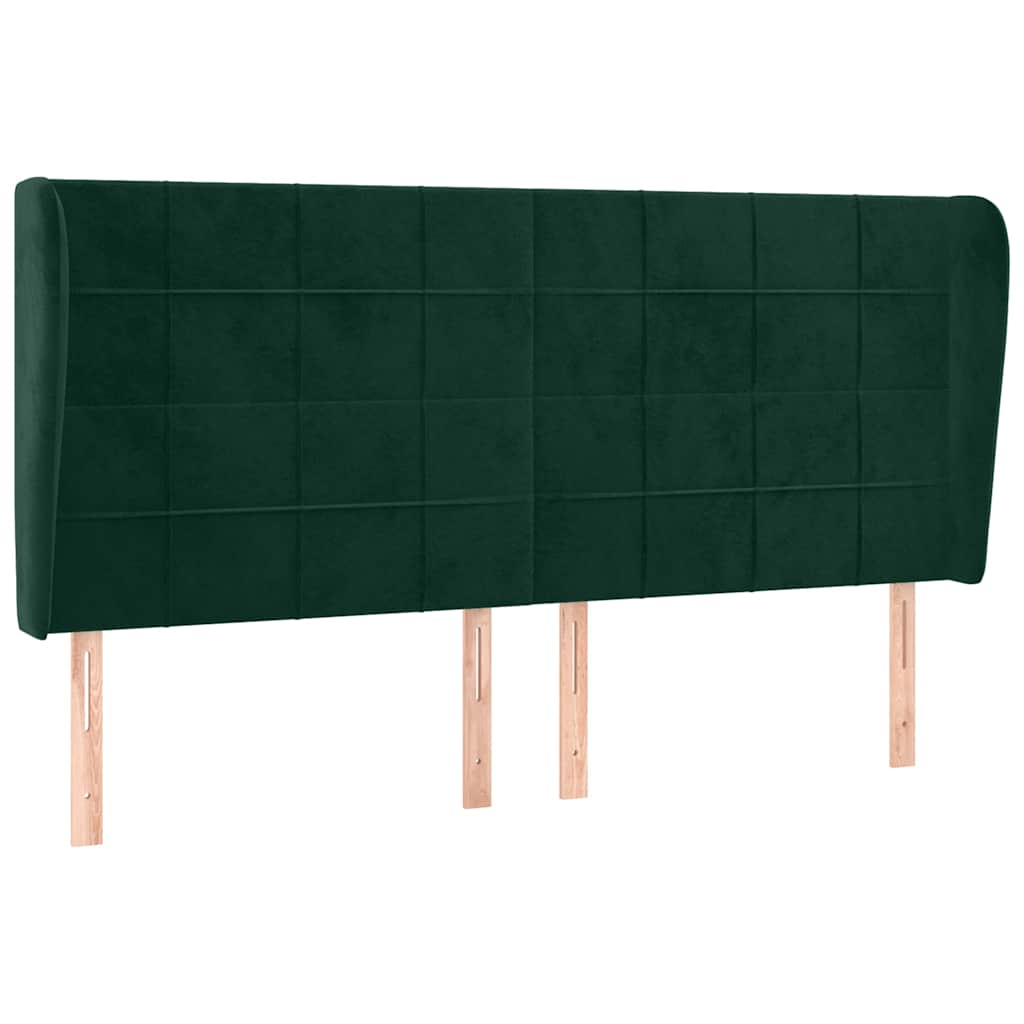 Uzglavlje s ušima tamnozeleno 203x23x118/128 cm baršunasto