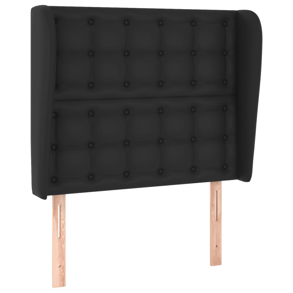 Uzglavlje s ušima crno 83 x 23 x 118/128 cm od umjetne kože