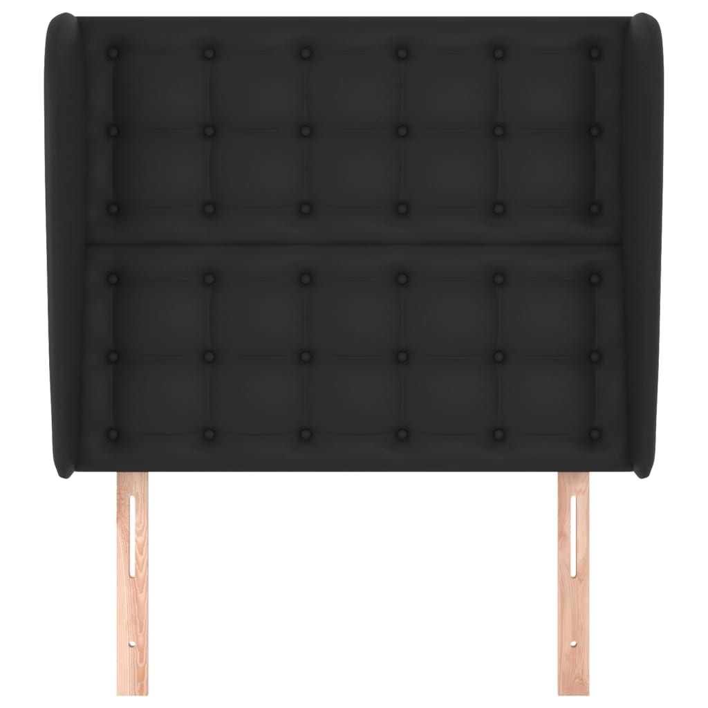 Uzglavlje s ušima crno 93x23x118/128 cm od umjetne kože