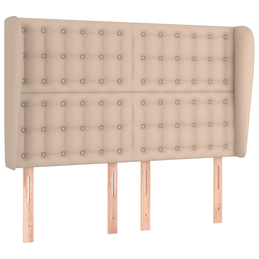 Uzglavlje s ušima boja cappuccina 147x23x118/128cm umjetna koža