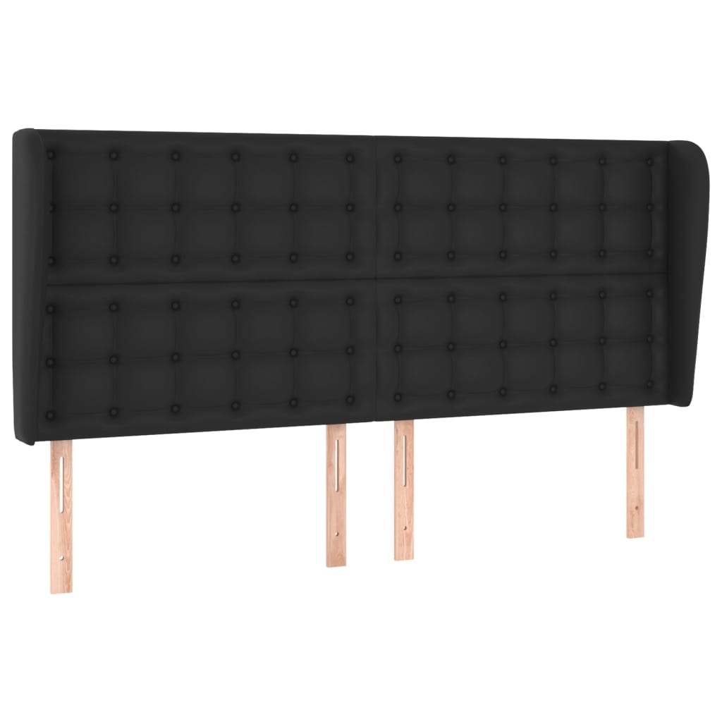 Uzglavlje s ušima crno 163x23x118/128 cm od umjetne kože