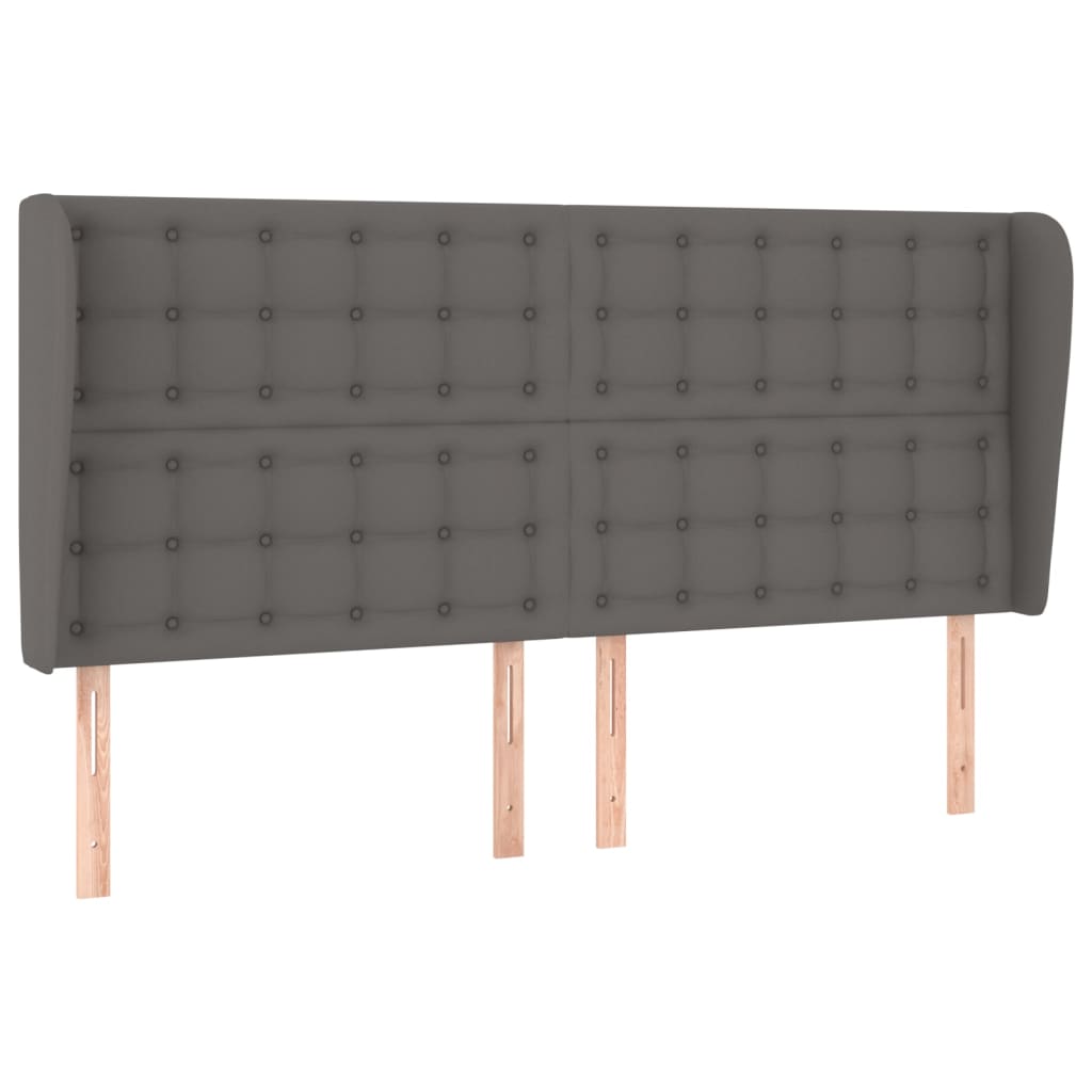 Uzglavlje s ušima sivo 183x23x118/128 cm od umjetne kože